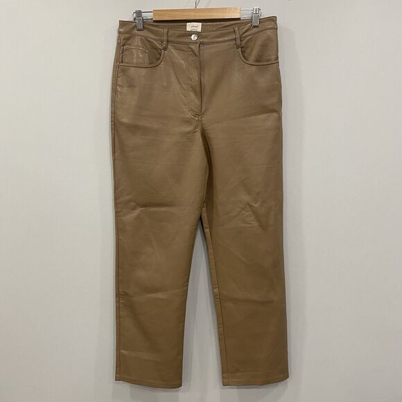ARITZIA 12 Wilfred Womens Melina Vegan Leather Straight Leg High Rise Pants Boho - Picture 8 of 16